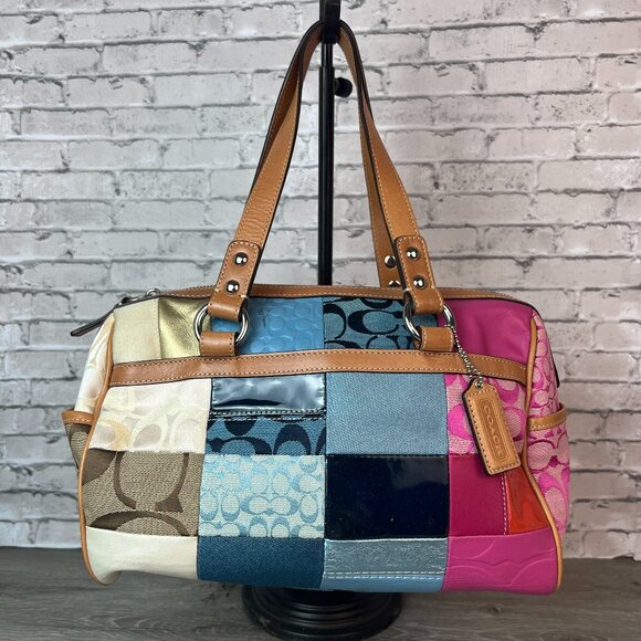Coach Y2k Pink Patchwork Bowler Bag Satchel - Picture 1 of 6